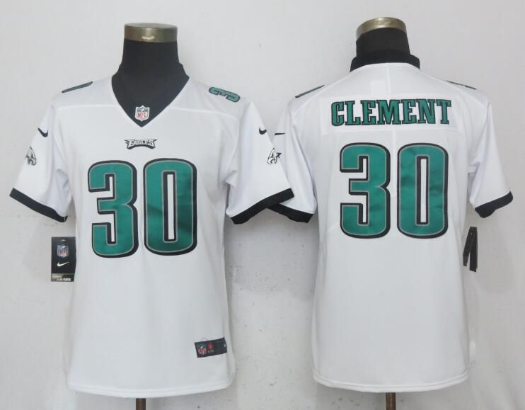 Women Philadelphia Eagles #30 Clement White Vapor Untouchable Playe Nike NFL Jerseys